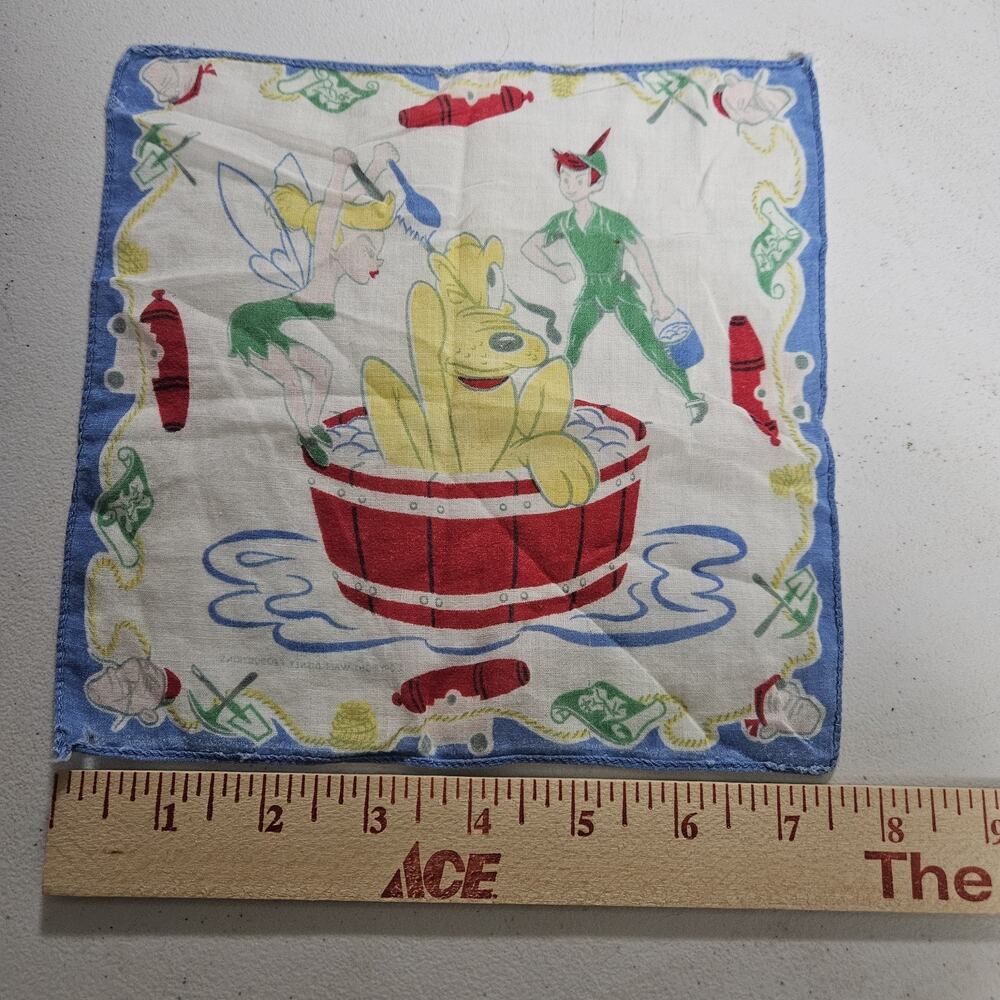 Vintage Child's Hanky Peter Pan Pluto Disney Handkerchief - Picture 5 of 6